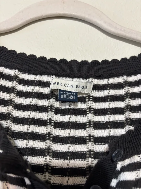American Eagle Henley Pointelle Sweater T-Shirt - Image 4