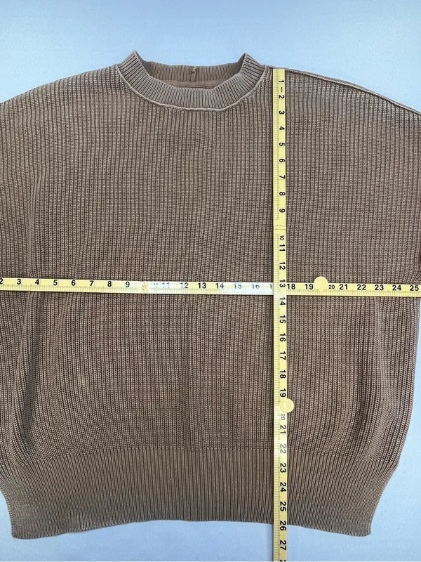Aerie Love This Moment Brown Ribbed Sweater Shaker Stitch Side Slit Small - Image 9
