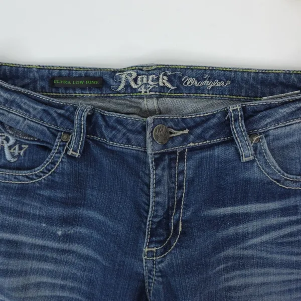 Wrangler Rock 47 Ultra Low Rise Embellished Flare Jeans Size 5x36‎ WHX65MG - Image 7