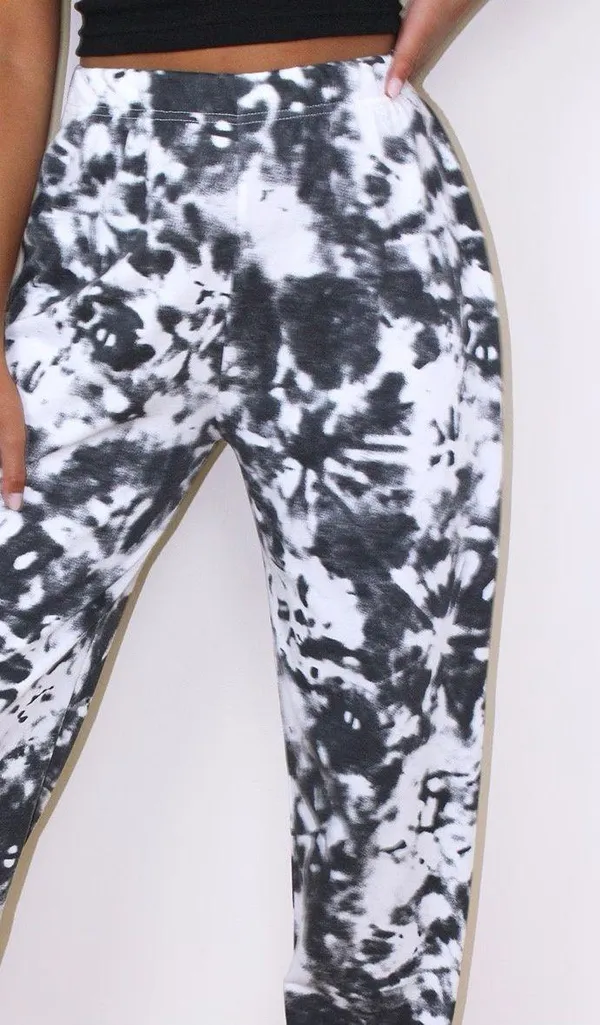Petite Black Tie Dyed Cuffed Hem Joggers - Image 2