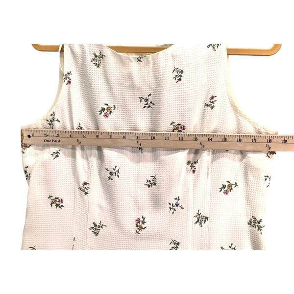 Vintage Boulevard De Paris Dress 14‎ White Linen Floral Texture Cottage Feminine - Image 6