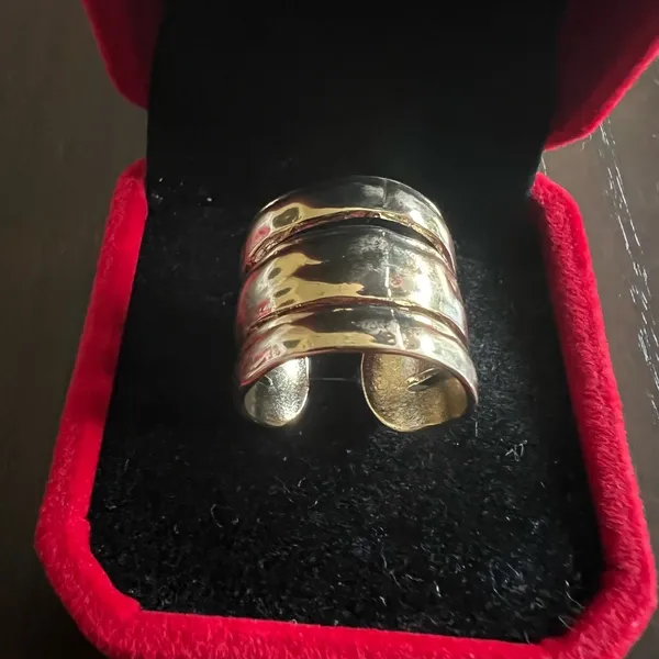 Chunky Gold Statement Ring for Women Gold Knuckle Ring Size 7 - Image 2