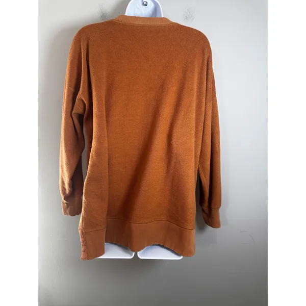 Aerie‎ Fleece Crewneck Sweatshirt French Terry Burnt Orange Ginger Relaxed Sz S - Image 5