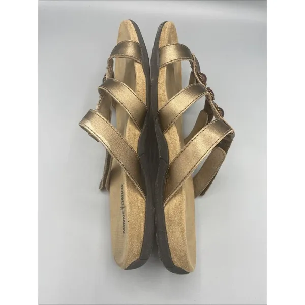 Minnetonka Sandals Brown Leather Strap Slip On Slide Womens‎ Size 9 - Image 4