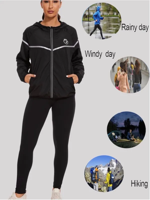 NEW Rain Jacket Waterproof Loose Fit Hooded Raincoat Outdoor Hiking L - Image 7