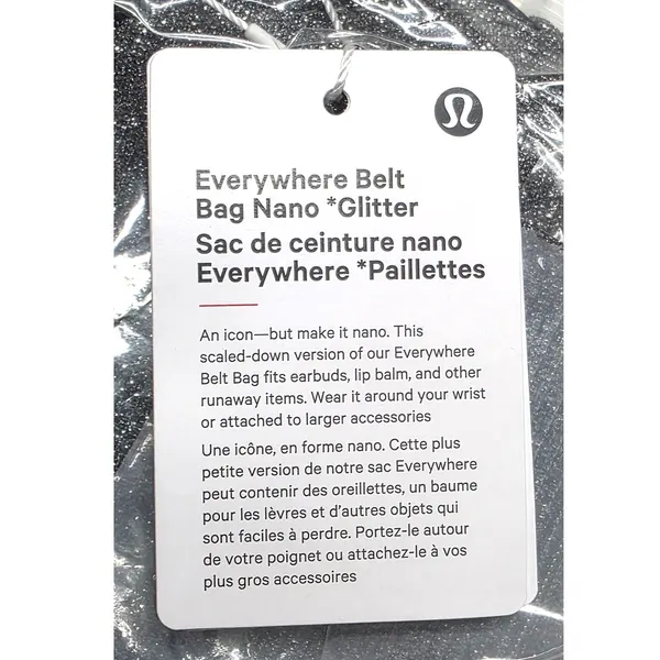 Lululemon Glitter Everywhere Nano Belt Bag Gray Silver Metallic NEW - Image 8