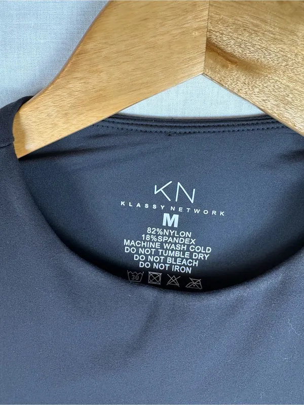 Klassy Network Short Sleeve Black Bodysuit Size M - Image 4
