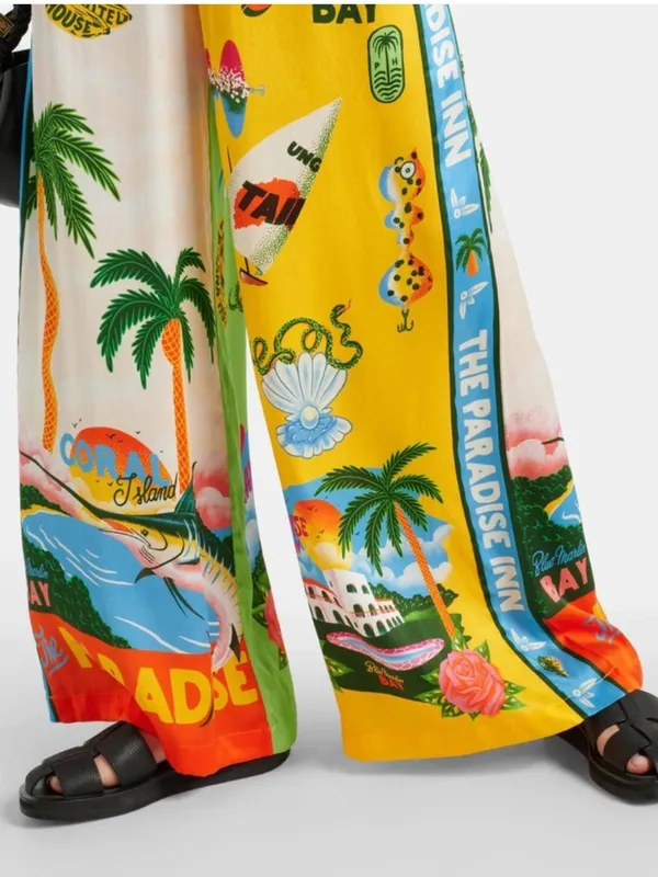 Resort-Print Wide Leg 2 piece set camp style shirt - Multicolor - Image 4