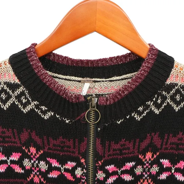 Free People Cozy Cottage Half Zip Fair Isle Waffle Pullover Sweater XS - Image 3
