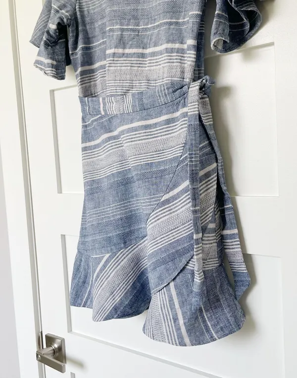 EXPRESS Linen Chambray Wrap Dress - Image 5
