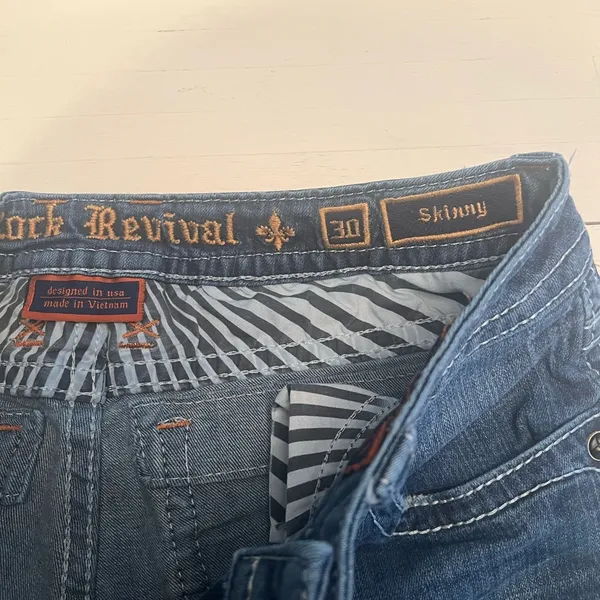 Rock Revival Dee Skinny Jeans Womens 30 Dark‎ Wash Embellished Low Rise Western - Image 4