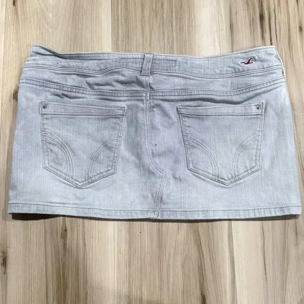 Hollister Y2K Grey Micro Mini Denim Skirt Women’s 7 - Image 3