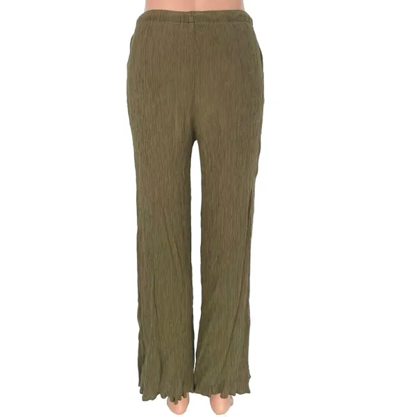 Abercrombie & Fitch Tan Wide Leg Elastic Waist Drawstring Casual Ankle Pants S - Image 3
