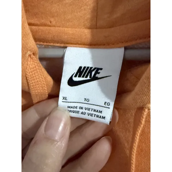 Nike Women's Orange/Heather/White Club‎ Fleece Pullover Hoodie DV5645-871 Sz XL - Image 3