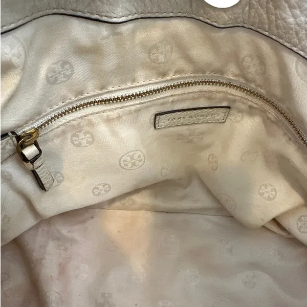 Tory Burch Frances Satchel‎ Colorblock Leather Navy Cream Tan - Image 13