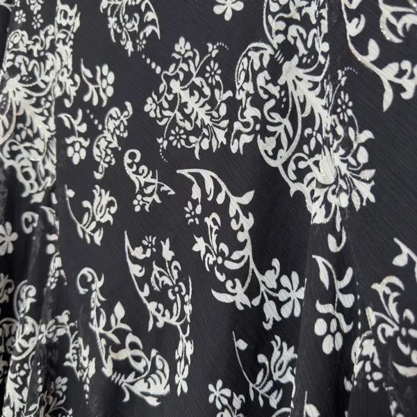 VTG 90s Women Fairy Grunge Maxi Skirt‎ Black Floral Chiffon Pull On Whimsigoth - Image 3