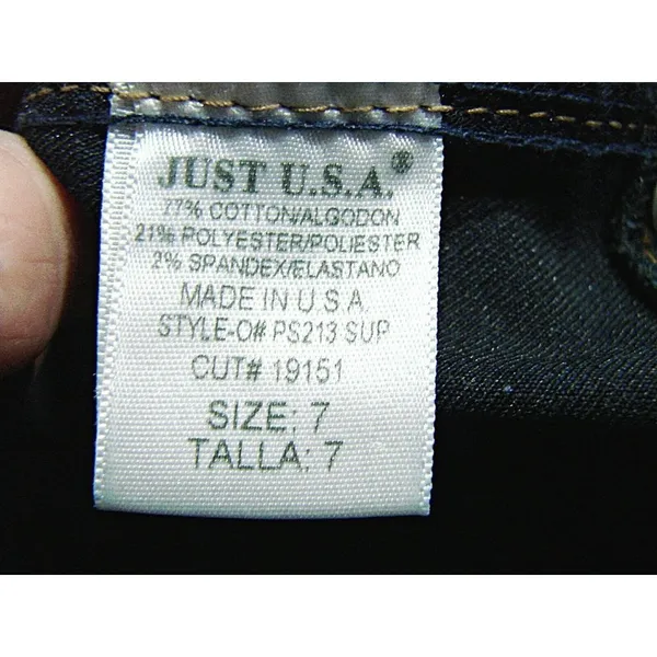 Just USA Womens Blue Dark Wash Pockets Stretch Denim Flared Jeans Size 7 PS213 - Image 10