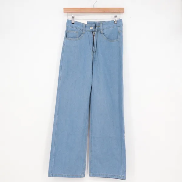 Fashion Jeans Light Wash High Waisted Wide Leg Denim Pants Size Small - Image 2