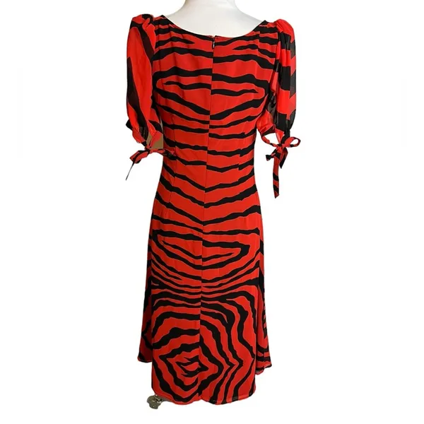 LPA Magda Midi Dress in Zebra black red Animal print‎ Sz S revolve - Image 9