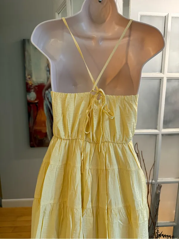✨NWT Viral Abercrombie Yellow Tiered Maxi Dress XS✨ - Image 4