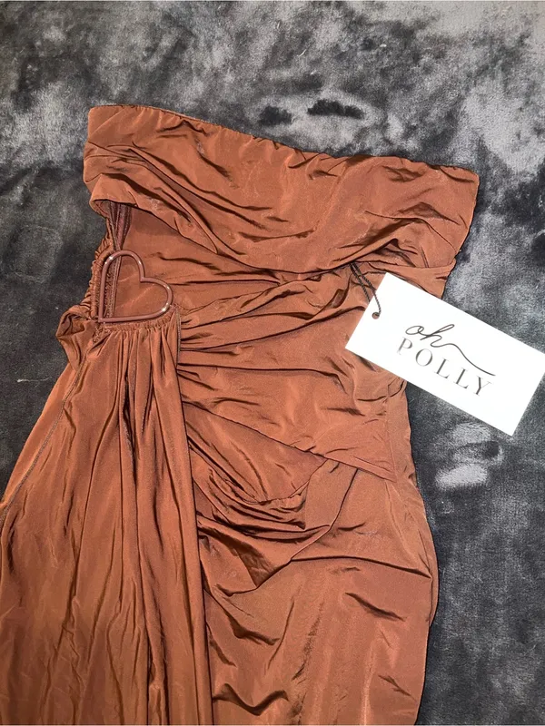 Oh Polly Natalya Bandeau Mini Dress in Chocolate Brown Size 4 New with tag - Image 11