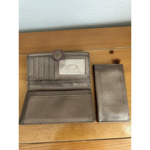 Vtg Wilsons Leather Bifold Wallet For‎ Women Leather Rose Gold Tone - Image 6