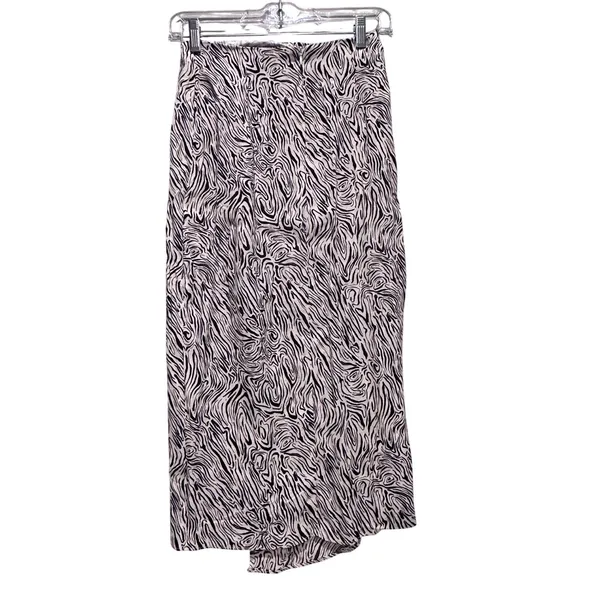 Mango Zebra Print Patterned‎ Midi Wrap Skirt Black White Size XS - Image 3