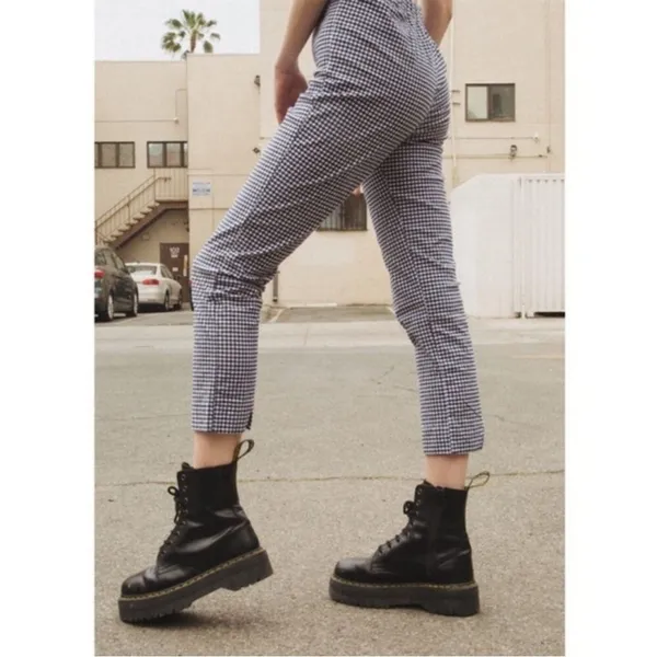John Galt X Brandy Melville High Rise Gingham Tilden Ankle Cropped Pants Size S - Image 3