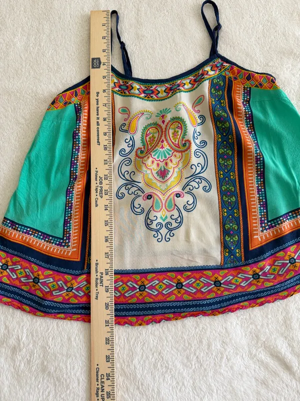Flying Tomato Boho Euro Summer Festival Beach Paisley Spaghetti Strap Tank L - Image 8
