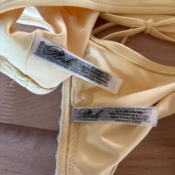 Pink by Frankies Bikinis butter yellow and blue lace bikini set - Image 4