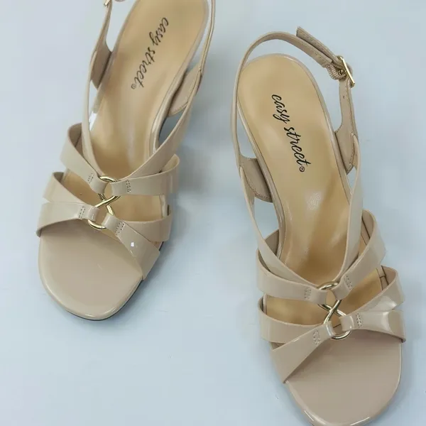 Easy Street Beige Strappy Heels - Image 11