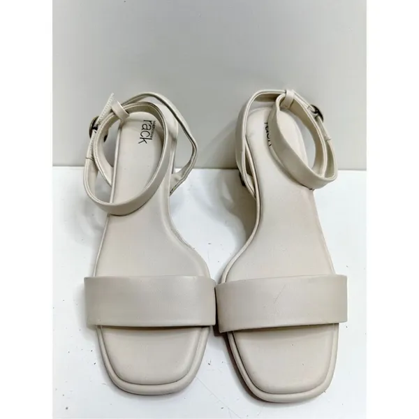 Nordstrom Rack Sandals Womens Size 9 Bone‎ Strappy Faux Leather Open Toe - Image 7
