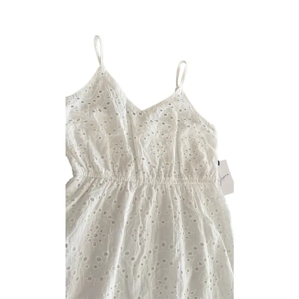 Japna White Cotton Eyelet Smocked Maxi Sundress - Boho Cottagecore size S - Image 12