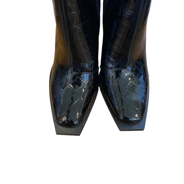 Princess Polly Mercury Knee High Boots Croc Print Black - Image 6