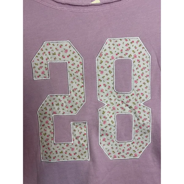 Aeropostale Pink Floral 28 Varsity Fleece Sweatshirt Gameday Ready XXL New - Image 3