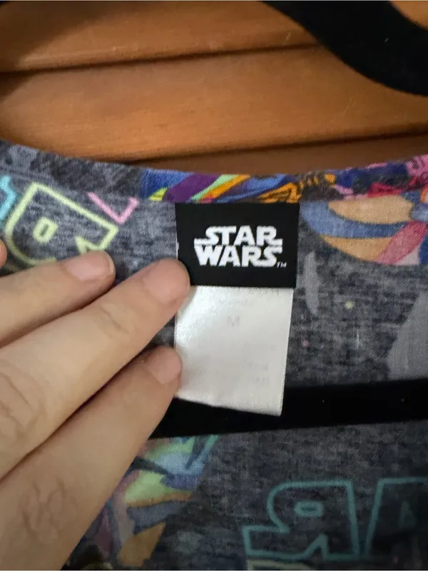 Star Wars Gray The Dark Side colorful Mock Wrap Printed Uniform Scrub Top Size M - Image 3