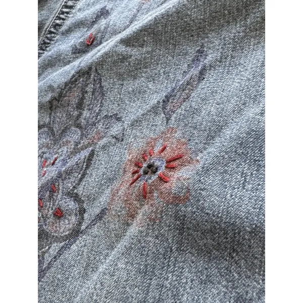 Out of the Blue J. Jill Denim Embroidered Button Down Shirt Women Sz XL Cotton - Image 8