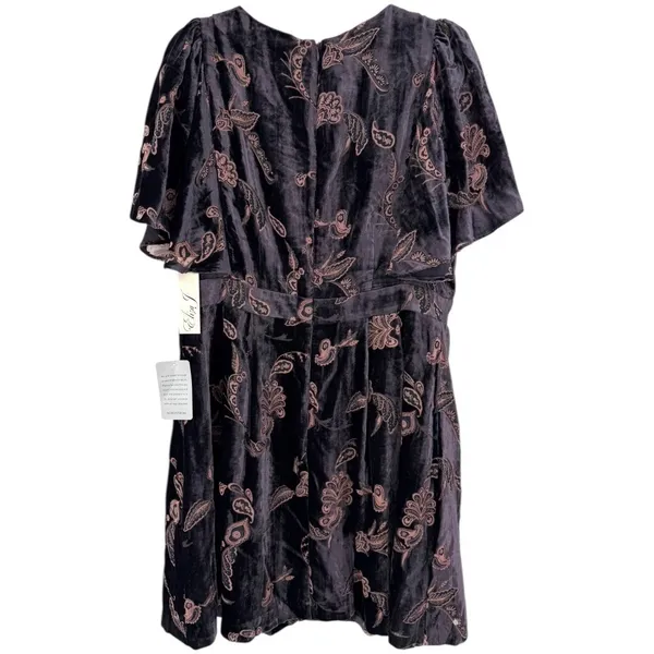Eliza J Velvet Burnout Cape Sleeve Floral Paisley V Neck Dress Size 16 Feminine - Image 5
