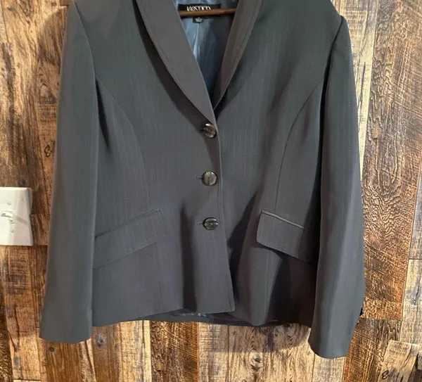 Womens Kasper Gray 3 Buttons Blazer Suit Jacket 14 - Image 7