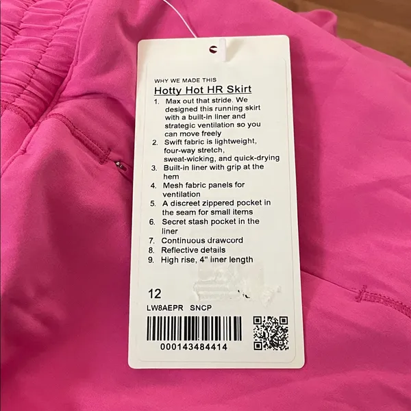 NWT Lululemon Hotty Hot HR Sonic Pink Skirt Size 12 Shorts Underneath - Image 11