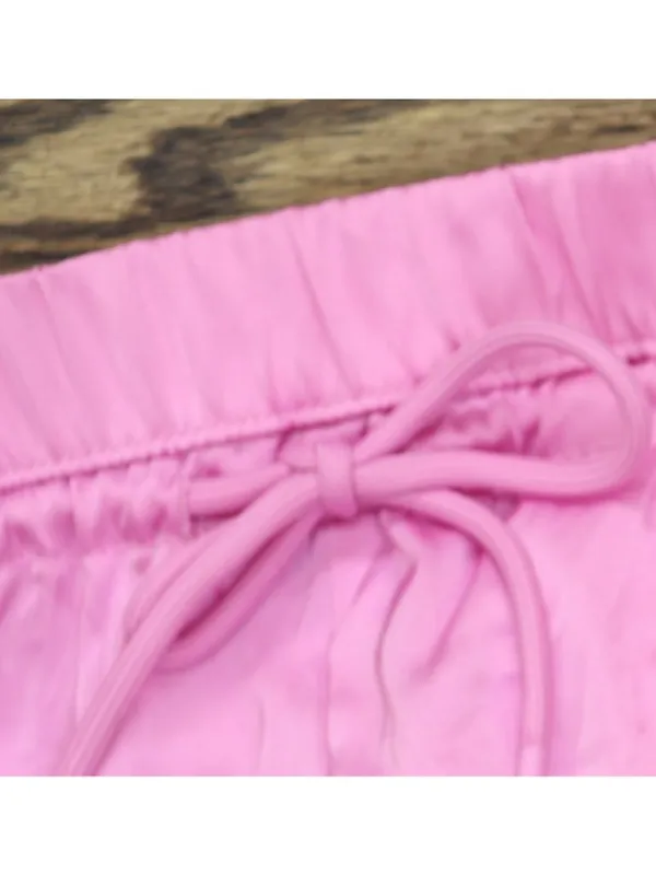 NWT Joylab Elastic Waist Satin Tear Away Track Drawstring Pants Neon Pink 2XL - Image 6