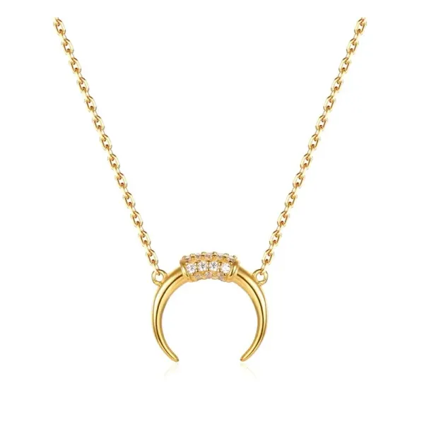 NEW Women's Gold-Plated Crescent Moon Horn Necklace‎ Size 16 + 2” - Image 6