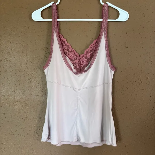Intimately Free People Lace Trim V-Neck Camisole Tank Top Mauve Pink Womens M - Image 4