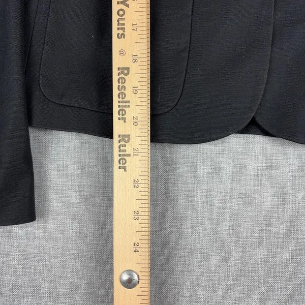 Theory Blazer Womens 2 Black Cotton Stretch Two Button Short Lined Jacket - Image 3