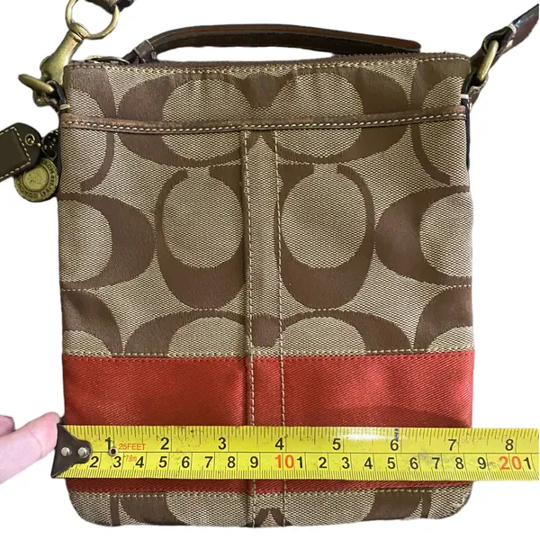 Coach CC Signature Brown Orange Crossbody Purse 10129 - Image 8