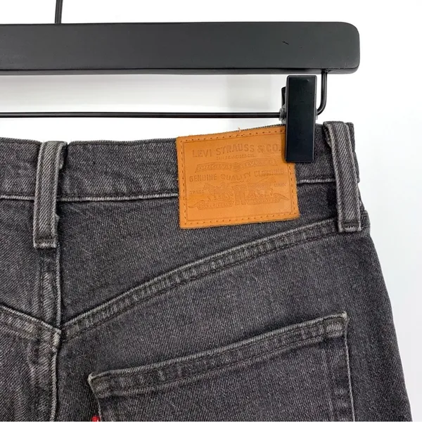 LEVI'S Premium Ribcage Straight Ankle Jean Wash Black Grey Denim 26 - Image 11