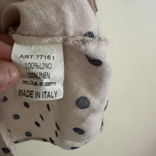 Puro Lino Italy 100% Linen Polka Dot Shirt Blouse Coastal Resort Matching Set - Image 4