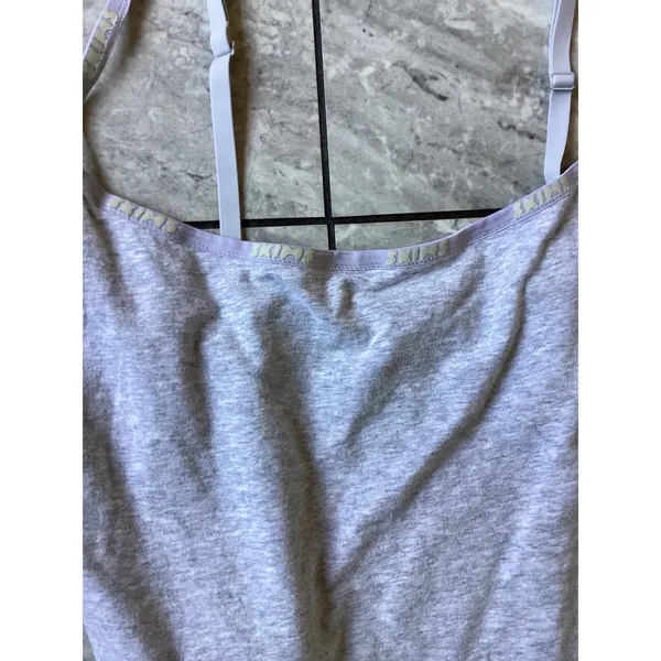 SKIMS Cotton Logo Bodysuit Light Heather Grey 3X Adjustable Straps Snap - Image 2