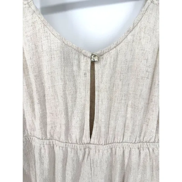 Princess Polly Romper Sleeveless Boho Size 4 Oatmeal Beige Smocked Strap Keyhole - Image 7