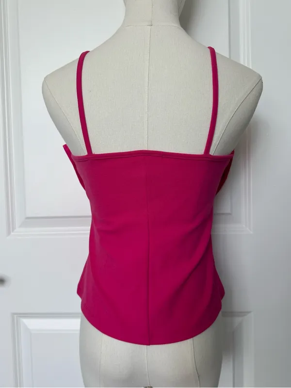 Maeve Anthropologie NWT Bow Front Halter Cami Top, Hot Barbie Pink, Size S - Image 3